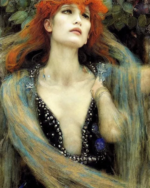 Prompt: a beautiful sorceress by Edgar Maxence, Ross Tran and Jules Bastien-Lepage