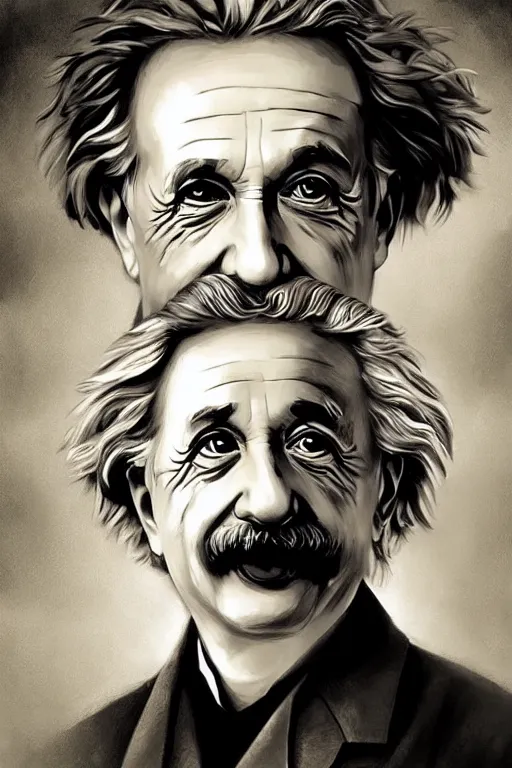 Prompt: intricate portrait of albert einstein in the style of charlie bowater