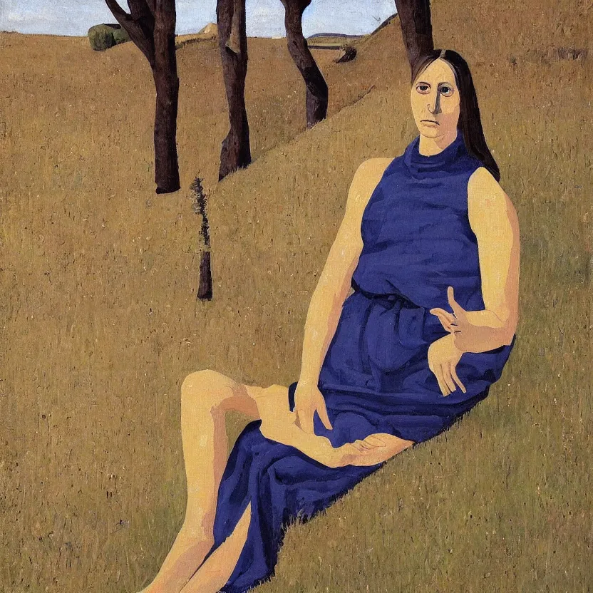 Image similar to a painted portrait of a women outdoorst, art by felice casorati, aesthetically pleasing and harmonious natural colors, expressionism, fine day, portrait