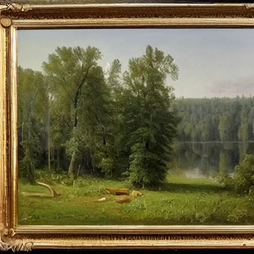 Prompt: aspic on plate, oil painting by ivan shishkin