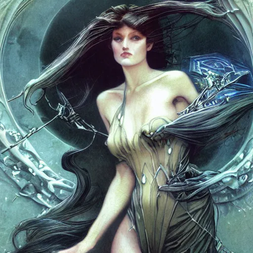 Prompt: realistic detailed view of falling through the rabbit hole by gerald moira, ayami kojima, amano, greg hildebrandt, ann long, and mark brooks, female, feminine, art nouveau, victorian, neo - gothic, gothic, character concept design