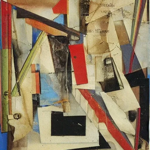 Image similar to an artwork by kurt schwitters, exquisite composition