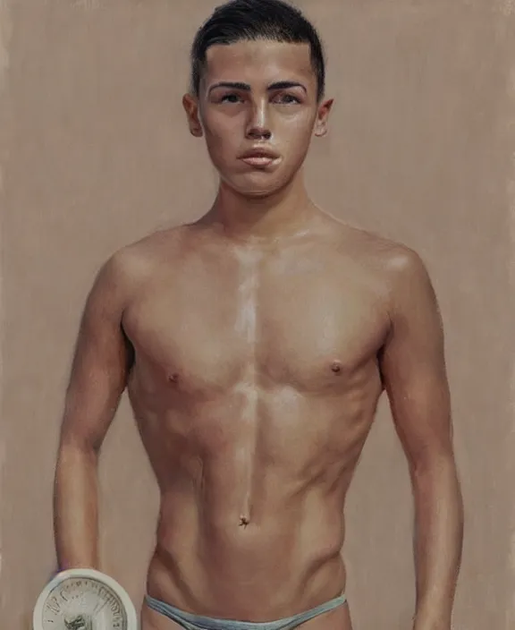 Image similar to portrait of a handsome young tejano swimmer, art by denys tsiperko and bogdan rezunenko, hyperrealism