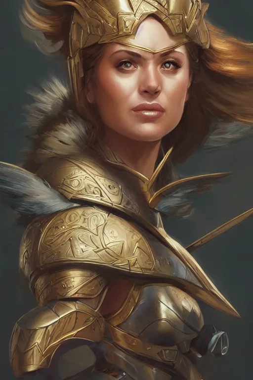 Image similar to amazon valkyrie athena, d & d, fantasy, portrait, highly detailed, headshot, digital painting, trending on artstation, concept art, sharp focus, illustration, art by artgerm and greg rutkowski and magali villeneuve