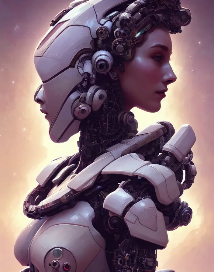 Image similar to symmetry!! portrait of a robot astronaut, floral! horizon zero dawn machine, intricate, elegant, highly detailed, digital painting, artstation, concept art, smooth, sharp focus, illustration, art by artgerm and greg rutkowski and alphonse mucha, 8 k