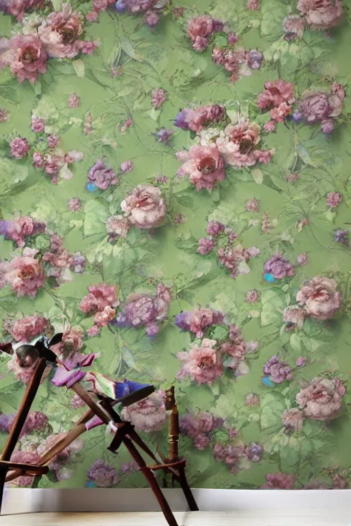 Prompt: Floral wallpaper by Craig Mullins, pixar