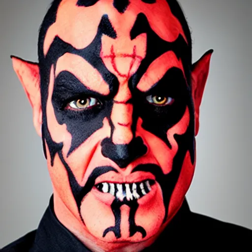 Image similar to Darth Maul as a wise father figure, professional headshot, LinkedIn