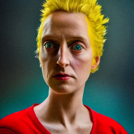 Image similar to stunning award winning hyperrealistic hdr 8 k highly detailed portrait photo of maggie simpson as a real human