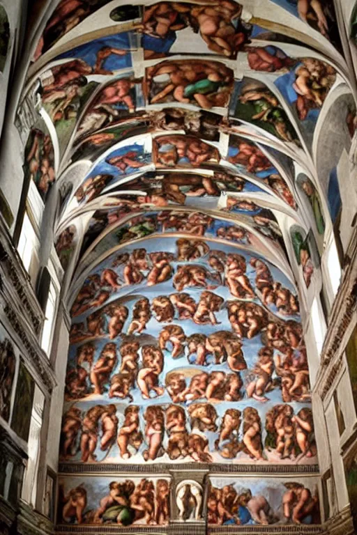 Image similar to sistine chapel, detailed, by michelangelo