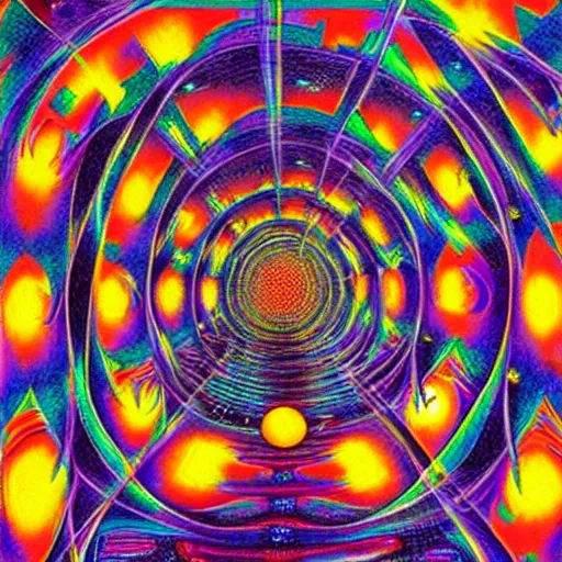 Image similar to tripping on LSD in Las Vegas, by Alex Grey, psychedelic art