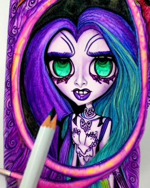 Prompt: josephine wall water colored pencils monster high universe clawdeen wolf fullmoon