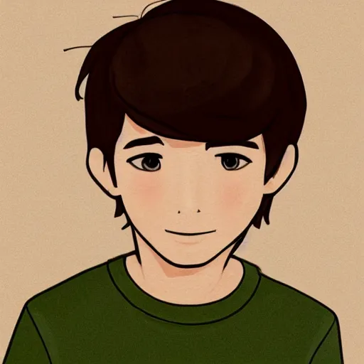 Prompt: simple colored sketch illustration boy with short side part light brown hair and brown eyes