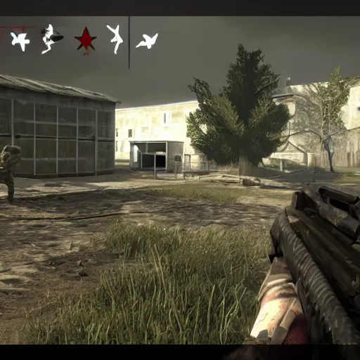 Prompt: screenshot from videogame, call of duty, inside primary school