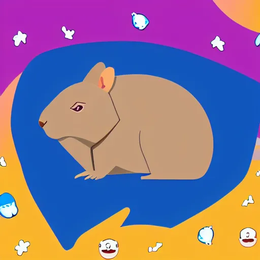 Image similar to wombat as hello emoji, telegram sticker design, flat design, glossy design, white outline