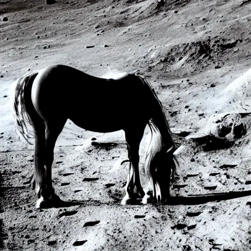 Prompt: photograph of a horse drinking alcohol on moon