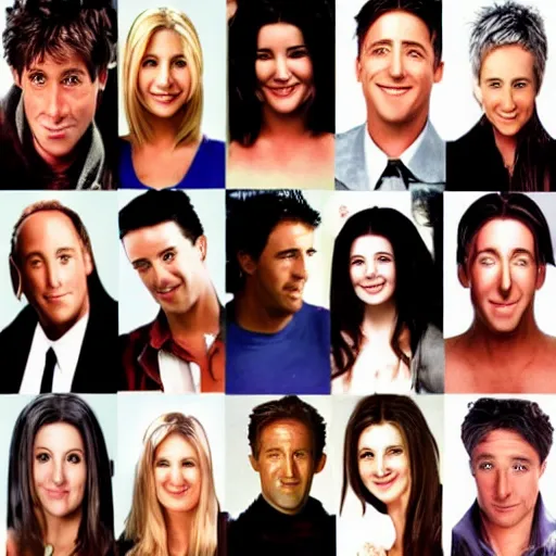 Prompt: a single person that combines elements from each of the cast members of Friends, highly detailed, ultra realistic, 8k