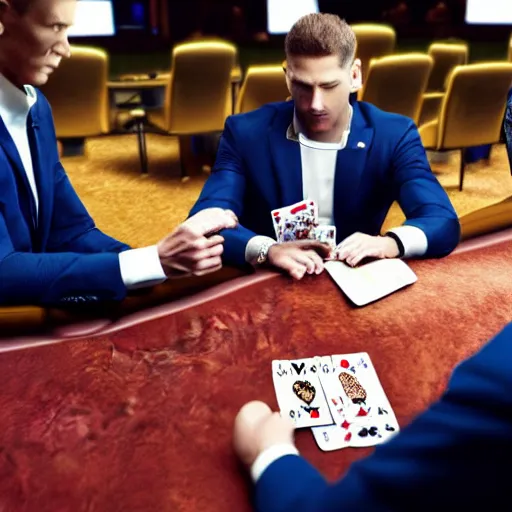 Prompt: a secret service agent playing poker in a casino, photorealistic, ultra detailed, high resolution, 8 k