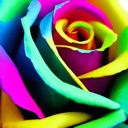 Prompt: a high quality photo of rainbow rose, 8k, photorealism, professional