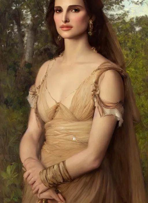 Prompt: a beautiful painting of natalie portman by felix resurreccion hidalgo, pre-raphaelite, detailed, trending on artstation, hd, masterpiece