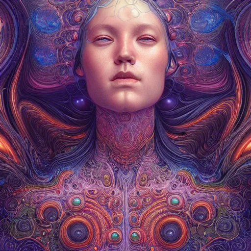 Image similar to hyper detailed masterpiece, psychedelic fractal pattern, jean giraud, digital art painting, dream wave aesthetic, ethereal, artgerm, donato giancola, tom bagshaw