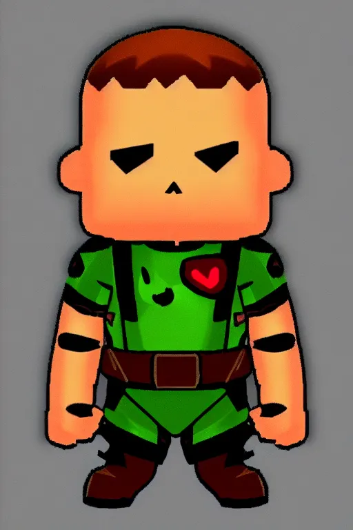 Image similar to an in game portrait of doom guy from animal crossing, animal crossing art style.