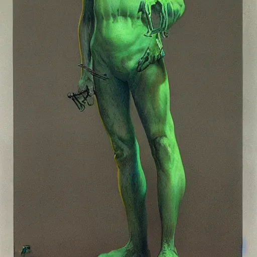 Image similar to dreamer with green clothes by wayne barlowe