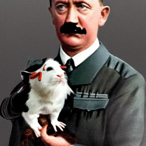 Prompt: hitler with a guinea pig, colored, hd, realistic,