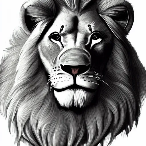 Prompt: a lion drawn in the Disney style, concept art, sharp focus, illustration, ArtStation