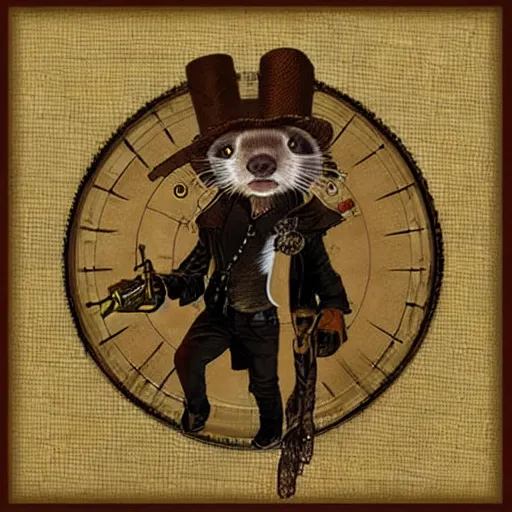 Image similar to steampunk ferret, art