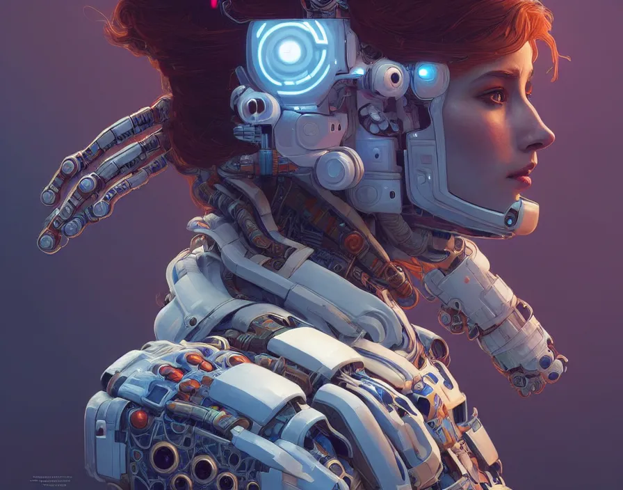 Image similar to symmetry!! portrait of a robot astronaut, floral! horizon zero dawn machine, intricate, elegant, highly detailed, digital painting, artstation, concept art, smooth, sharp focus, illustration, art by artgerm and greg rutkowski and alphonse mucha, 8 k