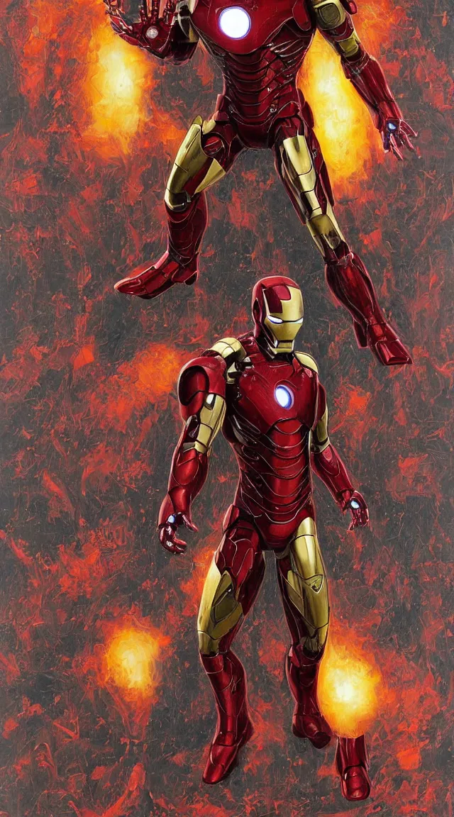 Prompt: Iron man in a hellish suit, by hellraiser art