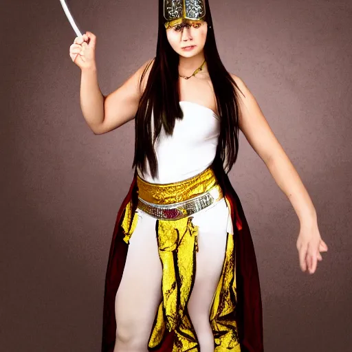 Image similar to full body photo of a female magician warrior