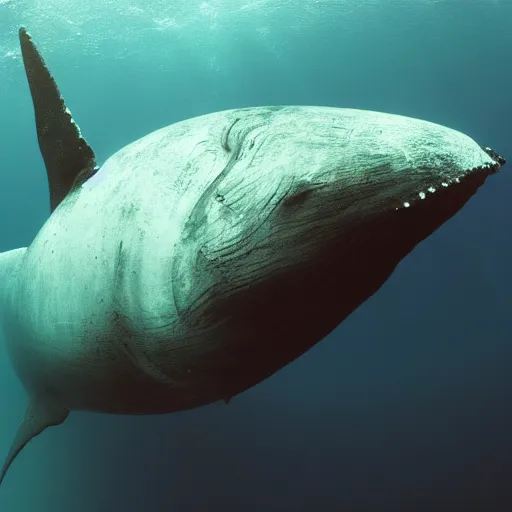 Prompt: photo of an underwater creature larger than a whale