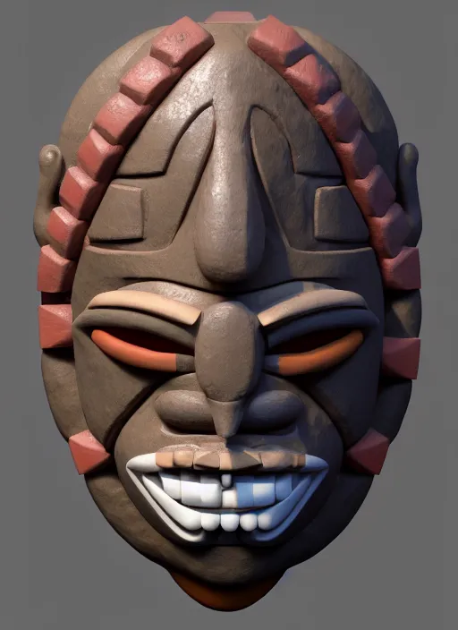 Image similar to tribal maya mask made out of playdough, zbrush, 3 d, 8 k, unreal engine, octane render, hyper quality