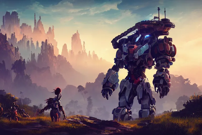 Image similar to watcher machine mecanical creature robot of horizon forbidden west horizon zero dawn bioluminiscence global illumination ray tracing hdr fanart arstation by ian pesty and alena aenami artworks in 4 k