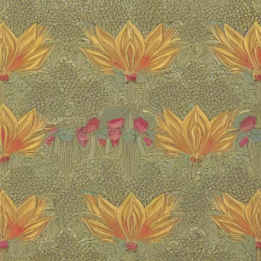 Prompt: Gilded lotus princess oriental wallpaper, james jean