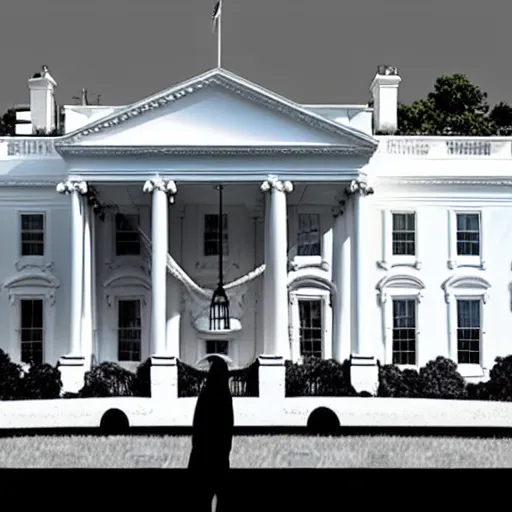 Image similar to Giant Grotesque Blob Monster Eating the White House, historical photo , Photorealistic