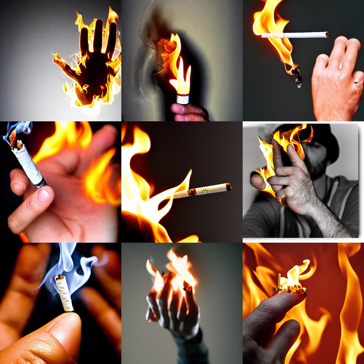 Prompt: very accurate photo, very coherent image, hyper realistic photo of a human hand with a burning cigarette in it, by Omar Reda, Tim Booth, exactly 5 fingers, very detailed, award-winning shot