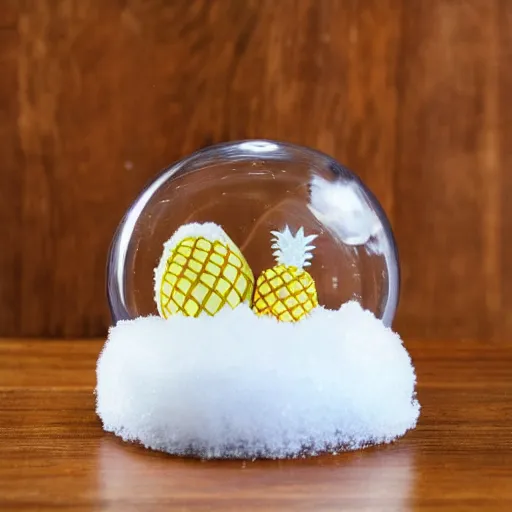 Prompt: snow globe with a pineapple inside, realistic