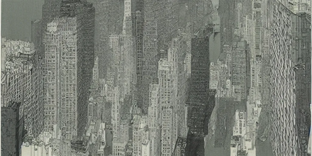 Image similar to watercolor, new york city by takato yamamoto, david hockney