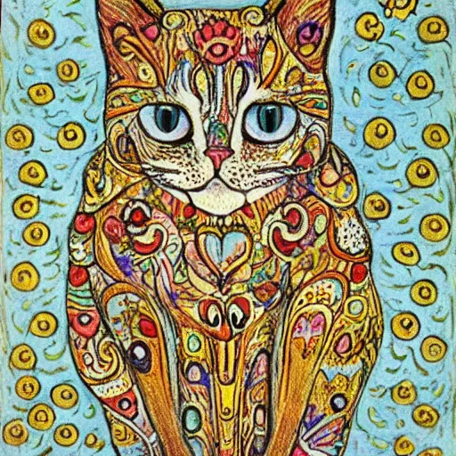 Image similar to a cat as drawn by Louis Wain