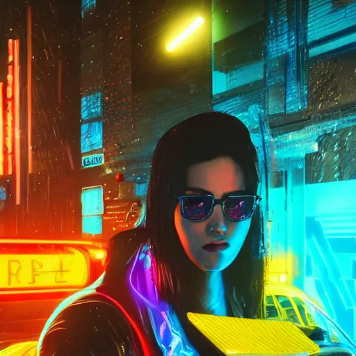 Image similar to splashes of neon, electric, character art made out of rain, trending on artstation, epic composition, emotional, beautiful, rendered in octane, unreal engine, depth of field, ray tracing, highly detailed, realistic