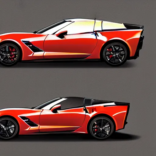 Image similar to portrait of a corvette champagne hybrid, digital art