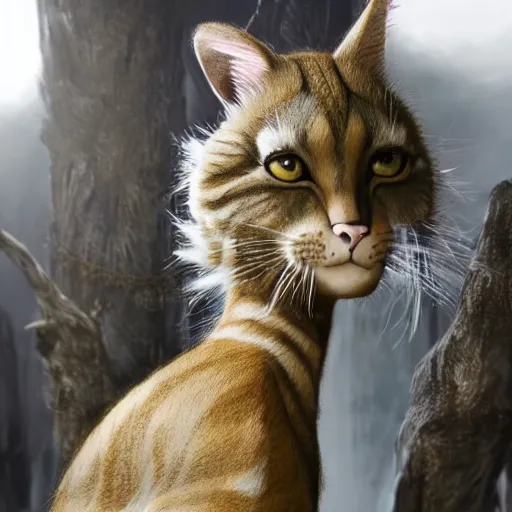 Prompt: photograph of an extremely beautiful Khajiit, high quality fashion photograph by Jeff Bark