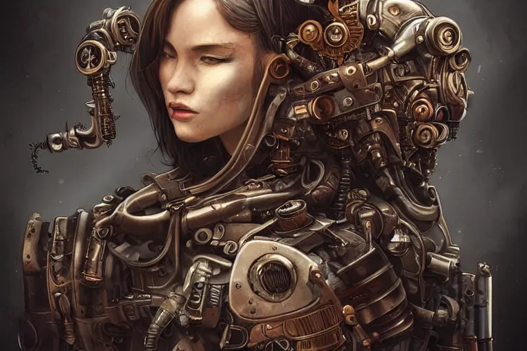 Image similar to “ a extremely detailed stunning portraits of steampunk cyborg by allen william on artstation ”