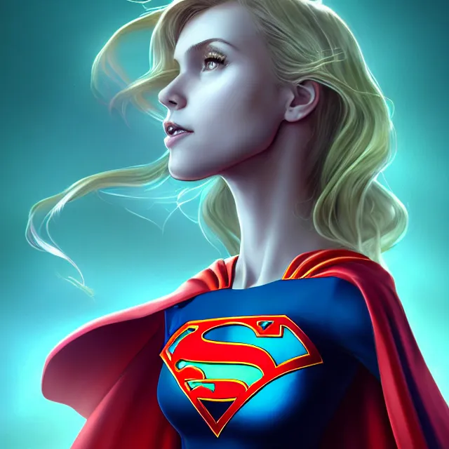 Prompt: cute coin with supergirl on it by charlie bowater and anna dittmann and artgerm and clemens ascher, portrait, intricate, elegant, green mist, product shot, macro, symmetrical face, highly detailed, dramatic lighting, sharp focus, octane render, trending on artstation, artstationhd, artstationhq, unreal engine, 4 k, 8 k