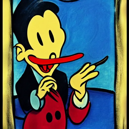 Image similar to a cartoon adaptation of the scream of munch by walt disney in the style of pinocchio