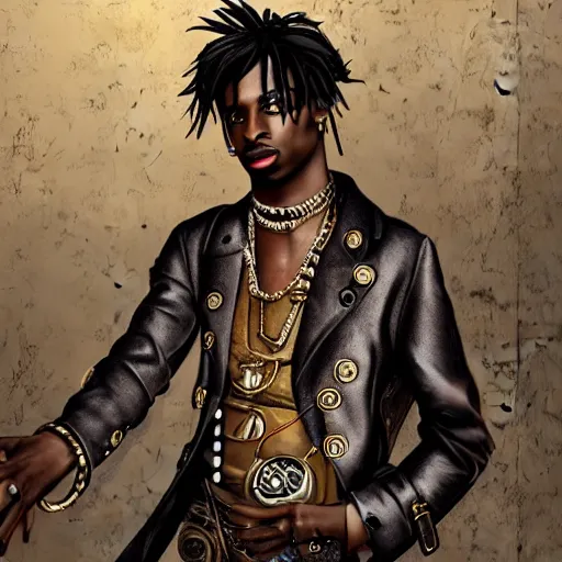 Image similar to playboi carti in steampunk style digital art 4 k the detailed super realistic