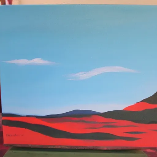 Image similar to landscape acrylic painting on canvas in the style of ben cornish, bold colours