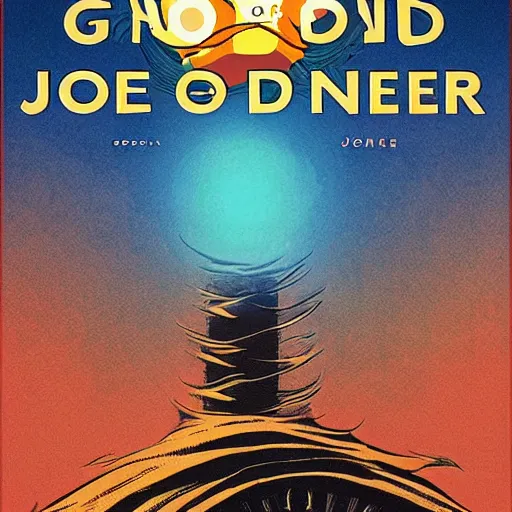 Image similar to book cover god emperor of dune. sandworm with the face of joe biden. cover art style